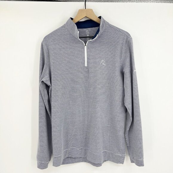 Rhoback Other - Rhoback Navy White Riva Heather Stripe Performance Q-Zip Jacket Size M *LOGO*
